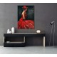 Tableau Peinture Femme : Elegance en Robe Rouge, H 100 cm