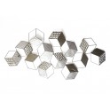 Décoration Murale Métal : Cubes 3D, Argent et Ambre, L 120 cm
