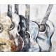 Tableau Design Musique : Guitare Basse, Peinture & Relief, H 120