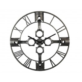 Grande Horloge Industrielle, Pistons Argent, Diam 78 cm