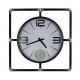 Grande Horloge Industrielle, Bois Gris & Métal argent, Diam 70 cm