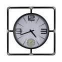 Grande Horloge Industrielle, Bois Gris & Métal argent, Diam 70 cm