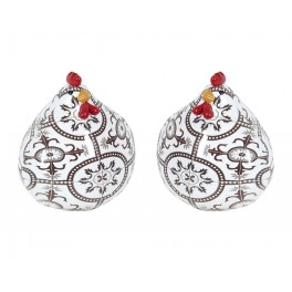 Set 2 Minis Poules Rétros, Carreaux de Ciment, H 7,5 cm