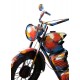 Sculpture Fer XL : Face Avant Moto Chopper, Finition Multicolore, H 81 cm