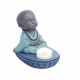 Bougeoir Figurine bouddhiste, Petit Moine et Bougie Chauffe-plat, L 13,5 cm