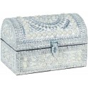 Boite à Bijoux et Coffre en Aluminium avec Perles Métalliques Nacrées, L 26 cm