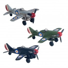 Set 3 Avions Spitfire miniatures en Métal, Gris Vert et Noir, L16
