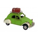 Petite 2CV Miniatures en métal, Modèle Vert et Blanc Vintage, L 16 cm