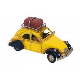 Petite 2CV Miniatures en métal, Modèle Jaune et Noir Vintage, L 16 cm