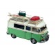 Van Combi Miniature Fer, Modèle Galerie, Planche de Surf et Bagages, Vert, L 28 cm