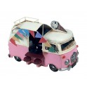 Van Combi Miniature en Fer, Modèle Camion à Glaces et Accessoires, Rose, L 20 cm