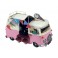 Van Combi Miniature en Fer, Modèle Camion à Glaces et Accessoires, Rose, L 20 cm