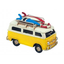 Miniature Laiton : Mini Van Combi Jaune, L 11,5 cm