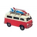 Miniature Laiton : Mini Van Combi Rouge, L 11,5 cm