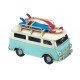 Miniature Laiton : Mini Van Combi Bleu, L 11,5 cm