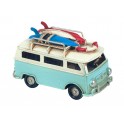 Miniature Laiton : Mini Van Combi Bleu, L 11,5 cm