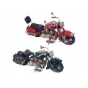 Set 2 Motos Vintages miniatures en Métal, Rouge et Noir, L 27 cm