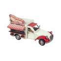 Camion à Hot-Dog en Métal, Rouge et Blanc, L 27,5 cm