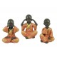 Set 3 Minis Figurines 3 Moines de la Sagesse en Kesa orange, H 10 cm