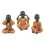 Set 3 Minis Figurines 3 Moines de la Sagesse en Kesa orange, H 10 cm