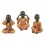 Set de 3 moines de la sagesse assis, Couleur Rouge & Or, H 16 cm