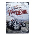 Plaque 3D Métal :Deux Motos & Route 66, Feel The Freedom, 40 x L 30 cm