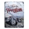 Plaque 3D Métal : Deux Motos & Route 66, Feel The Freedom, H 40 x L 30 cm