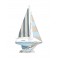 Bateau à voiles en bois, Bleu et Beige, H 43 cm