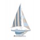 Bateau à voiles en bois, Bleu et Beige, H 55,5 cm