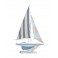 Bateau à voiles en bois, Bleu et Beige, H 55,5 cm