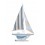 Bateau à voiles en bois, Bleu et Beige, H 55,5 cm