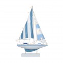 Bateau à voiles avec éclairage LED, Bleu et Blanc, H 53 cm