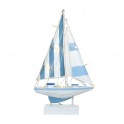 Bateau à voiles avec éclairage LED, Bleu et Blanc, H 42 cm