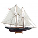 Voilier en bois et tissu : Bleu Nuit et Blanc, L 81 cm