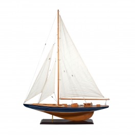 Très grand bateau à voiles décoratif, Bleu Marine et Blanc, H 98 cm
