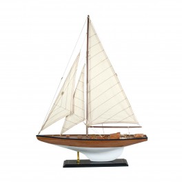 Grand bateau à voiles : Modèle Marron et Beige, H 70 cm