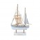 Vieux Bateau à Voiles décoratif : Bleu et Blanc, H 31 cm