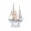 Vieux Bateau à Voiles décoratif : Bleu et Blanc, H 31 cm
