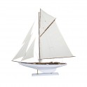 Très grand Bateau à Voiles en Bois : Modèle Blanc. H 102 cm