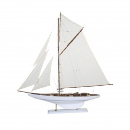 Très grand Bateau à Voiles en Bois : Modèle Blanc. H 102 cm