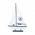 Bateau à Voiles : Modèle Bleu nuit et Blanc. H 53 cm