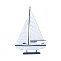 Bateau à Voiles : Modèle Bleu nuit et Blanc. H 53 cm