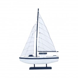 Bateau à Voiles : Modèle Bleu nuit et Blanc. H 53 cm