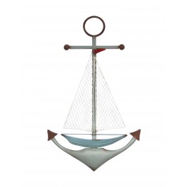 Déco Murale Marine : Ancre et Voilier, H 77 cm