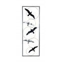 Décoration Murale Fer : Mouettes Noir et Argent encadrées. H 90 cm.