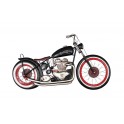 Déco murale Fer : Silhouette Moto Vintage, Rouge et Noir, Longueur 98 cm