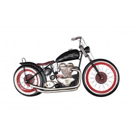Grande moto Biker en métal 3D de couleur rouge et noir.