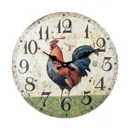 Horloge Murale Coq de Campagne 1, Modèle Vert, H 34 cm