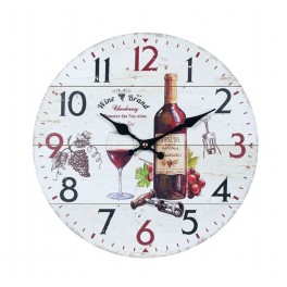 Horloge rétro Vin : Modèle Chardonnay Rouge, H 34 cm