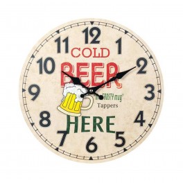 Horloge Vintage Bière : Modèle Cold Beer Here, H 34 cm